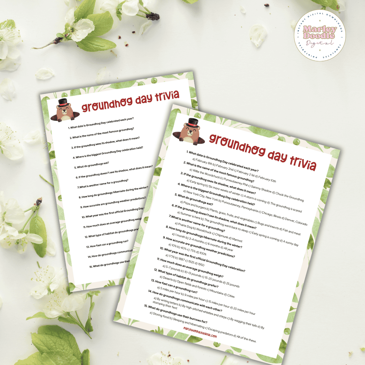 free printable groundhog day trivia questions (and answers